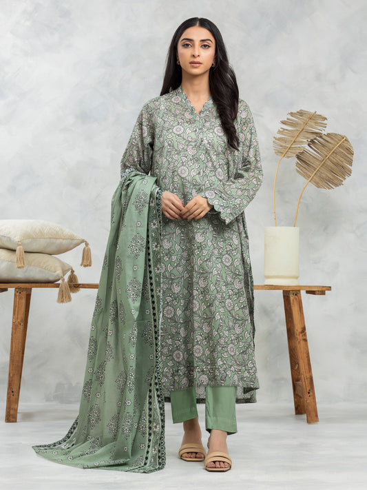 Sage Green Printed Lawn 3 Piece
