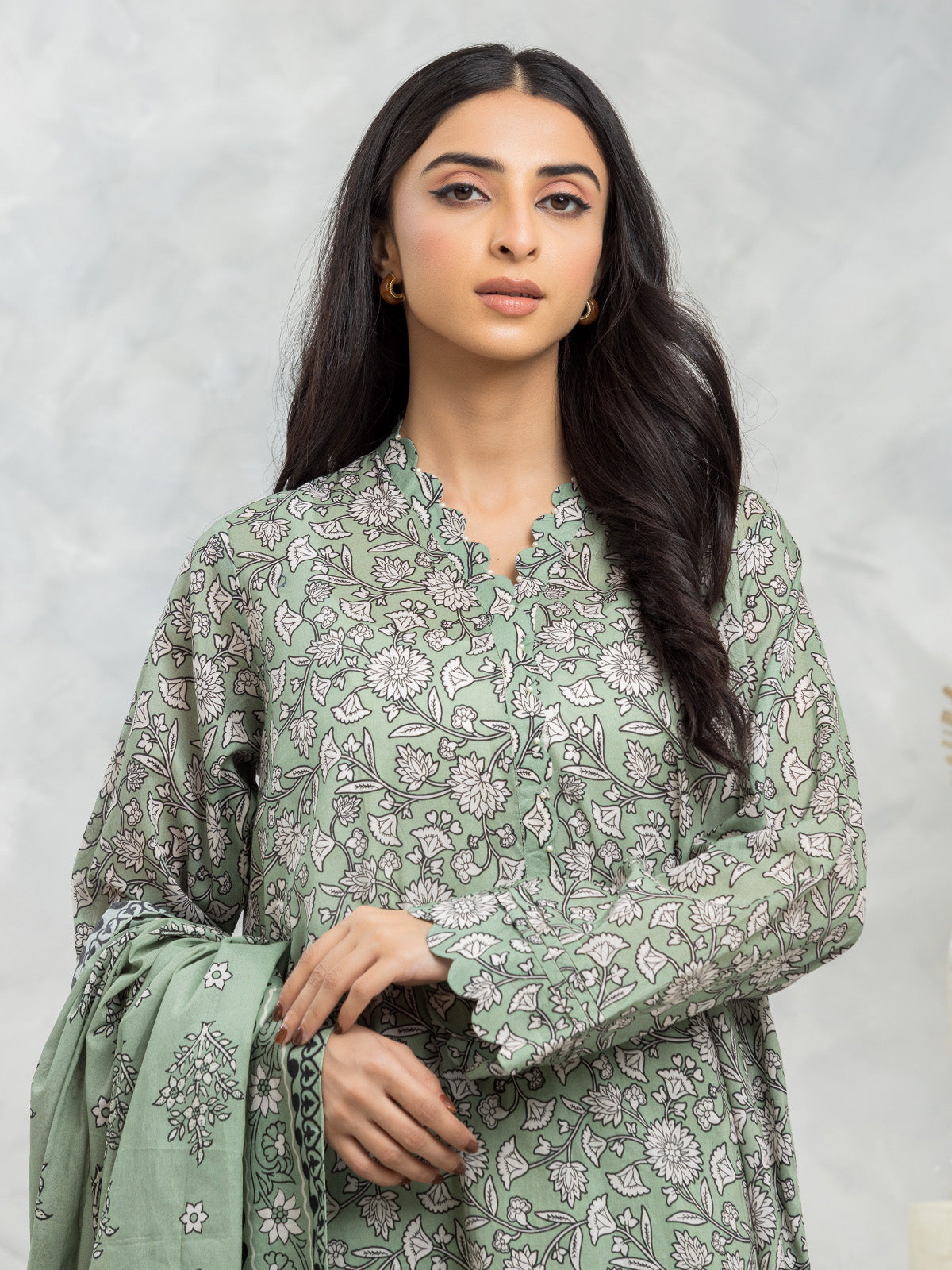 Sage Green Printed Lawn 3 Piece