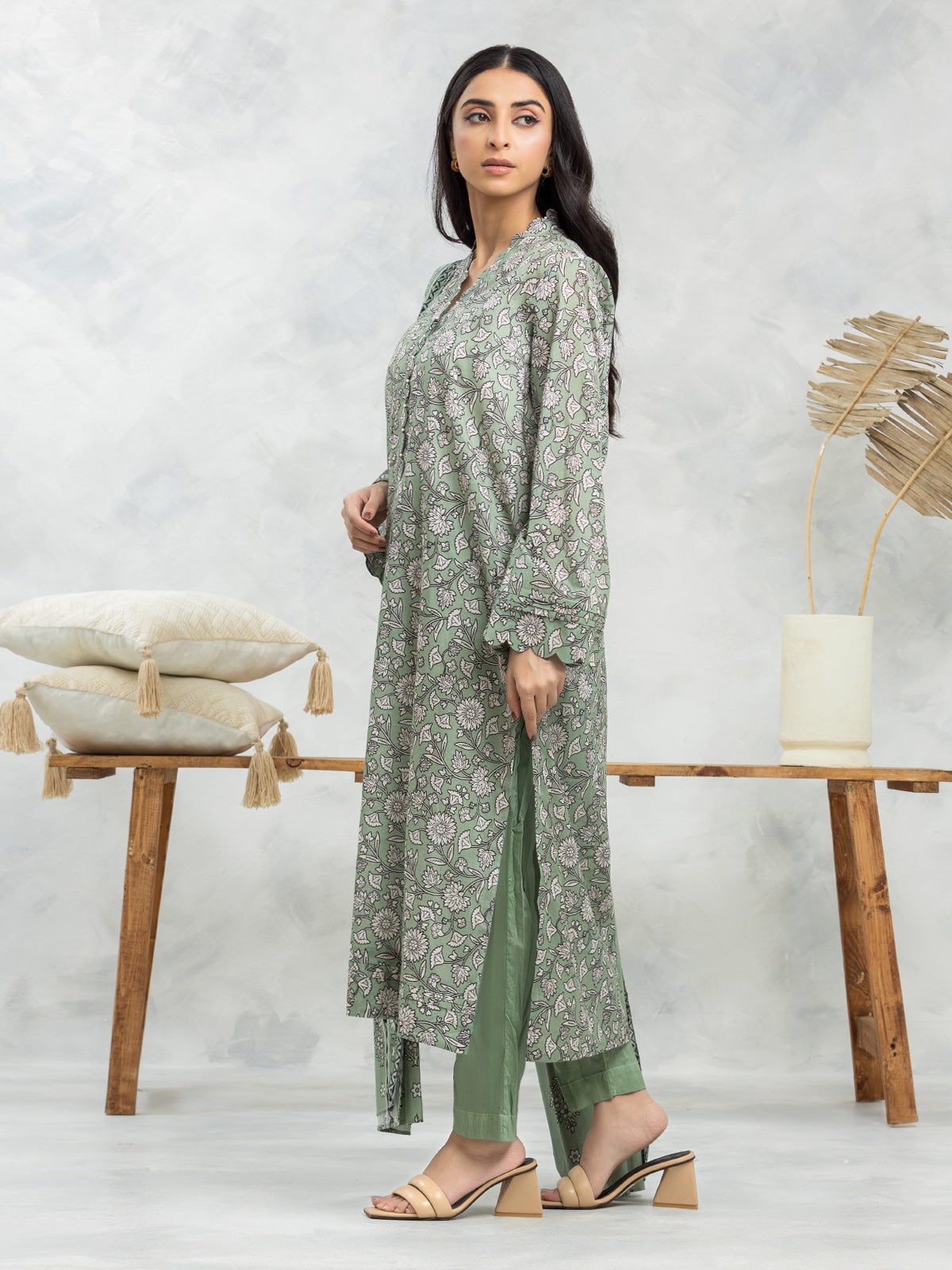 Sage Green Printed Lawn 3 Piece