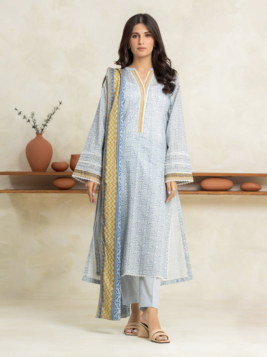 Light Blue Printed Lawn 3 Piece