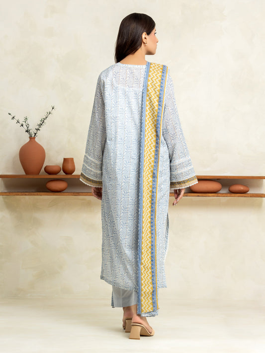 Light Blue Printed Lawn 3 Piece