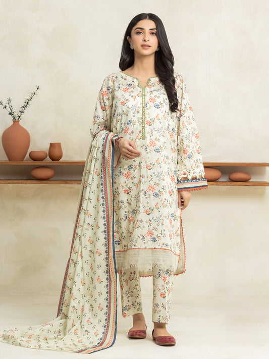 Light Sage Printed Lawn 3 Piec