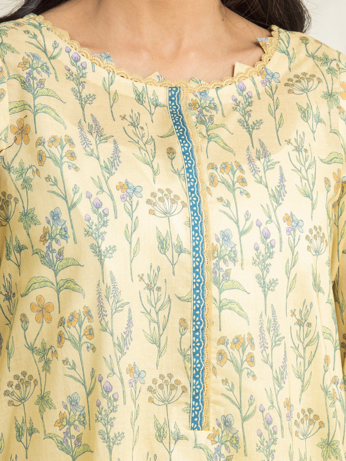 Light Gold Printed Lawn 3 Piece