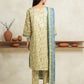 Light Gold Printed Lawn 3 Piece