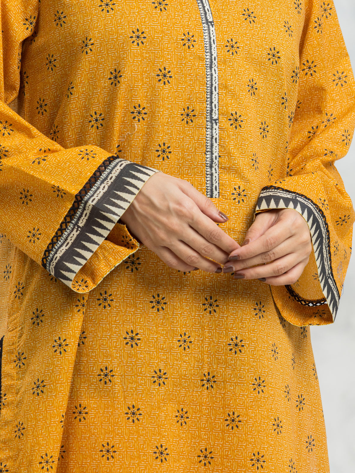 Mustard Printed Lawn 3 Piece