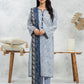 Mid Blue Printed Lawn 3 Piece