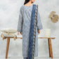 Mid Blue Printed Lawn 3 Piece