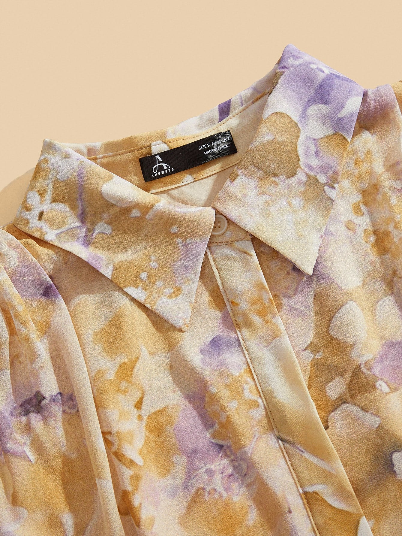 French Design Tie Dye Print Yellow Dress
