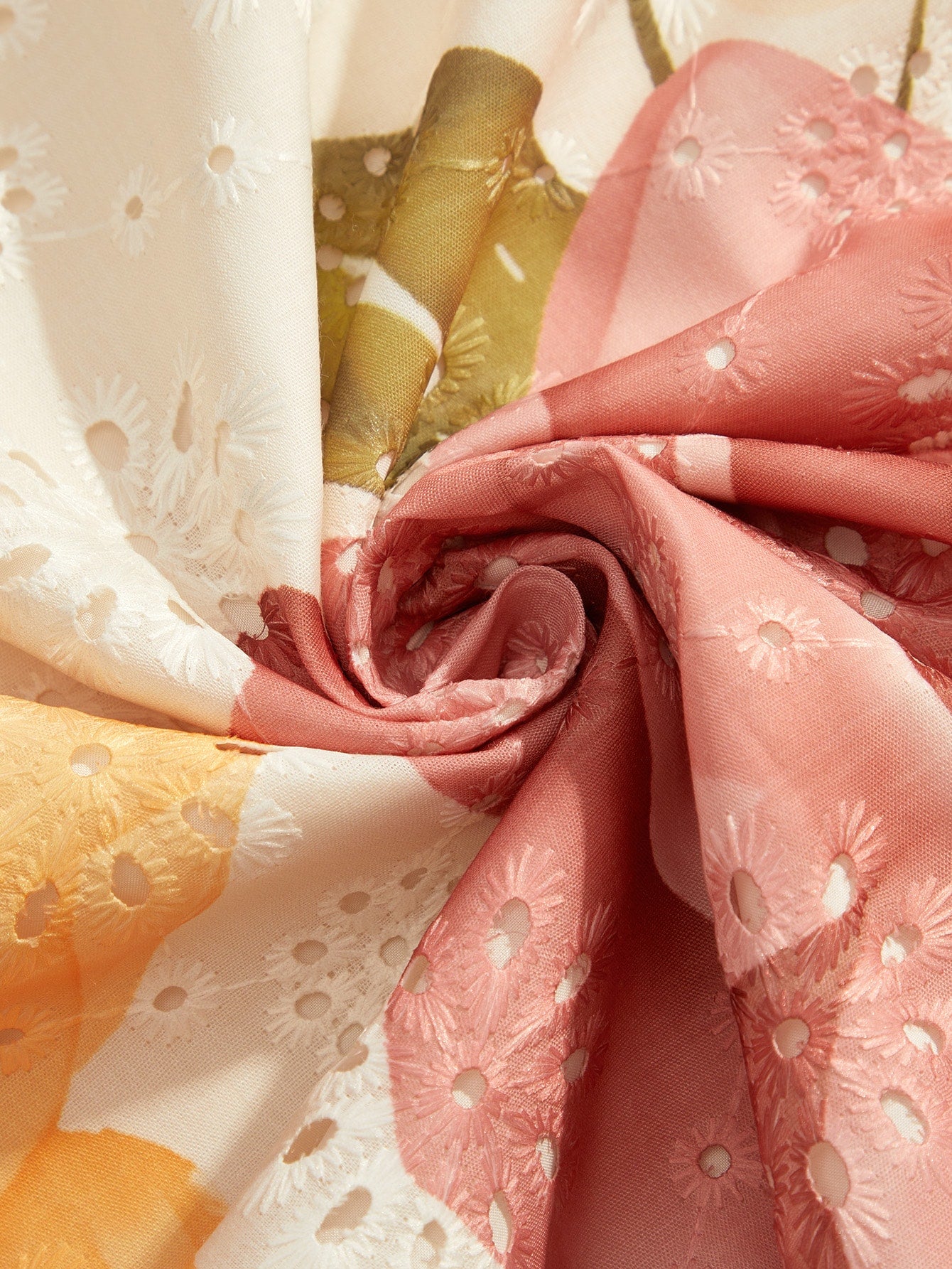 Floral Pattern Cutout Waist Embroidered Dress