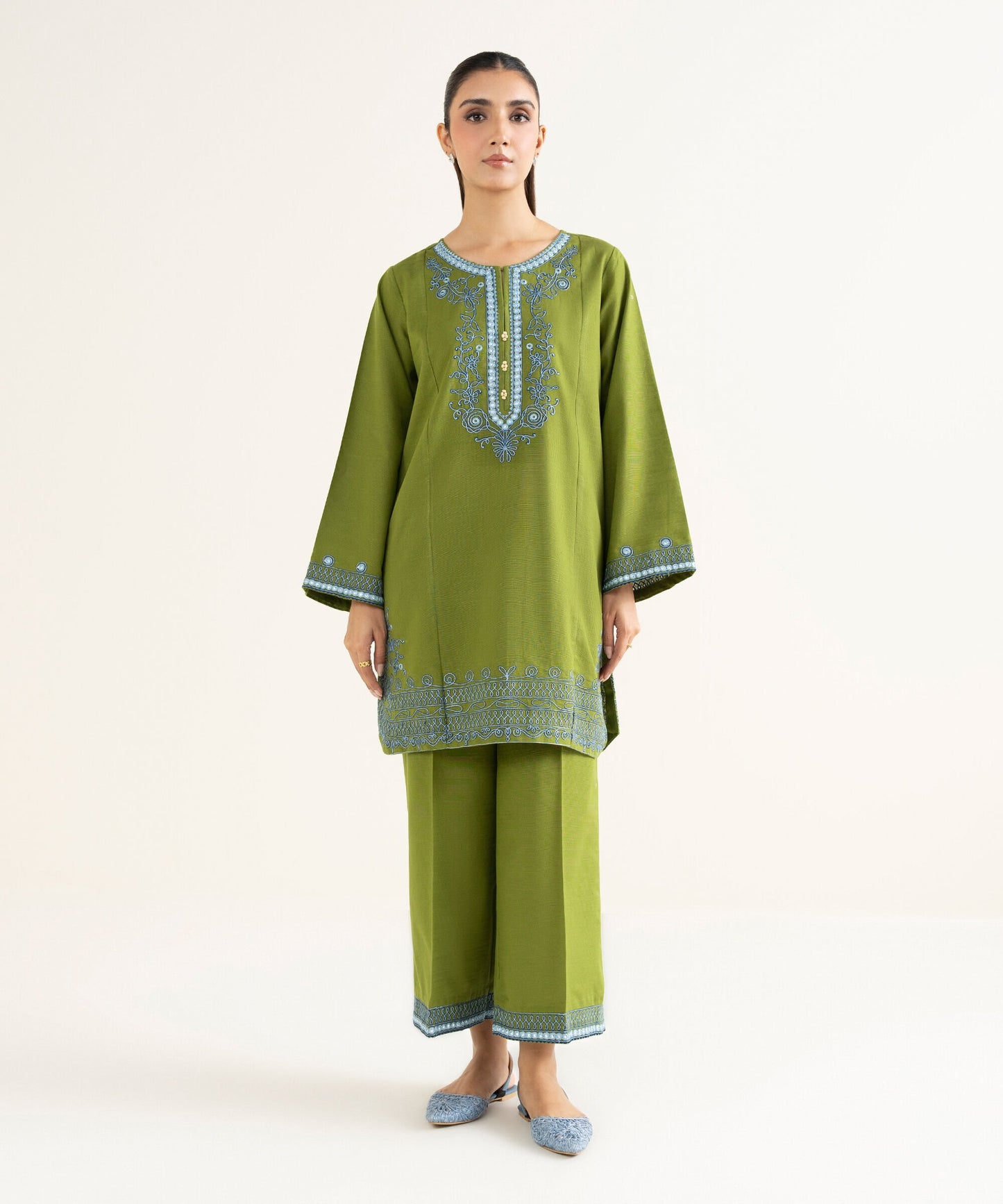 Embroidered Khaddar Shirt