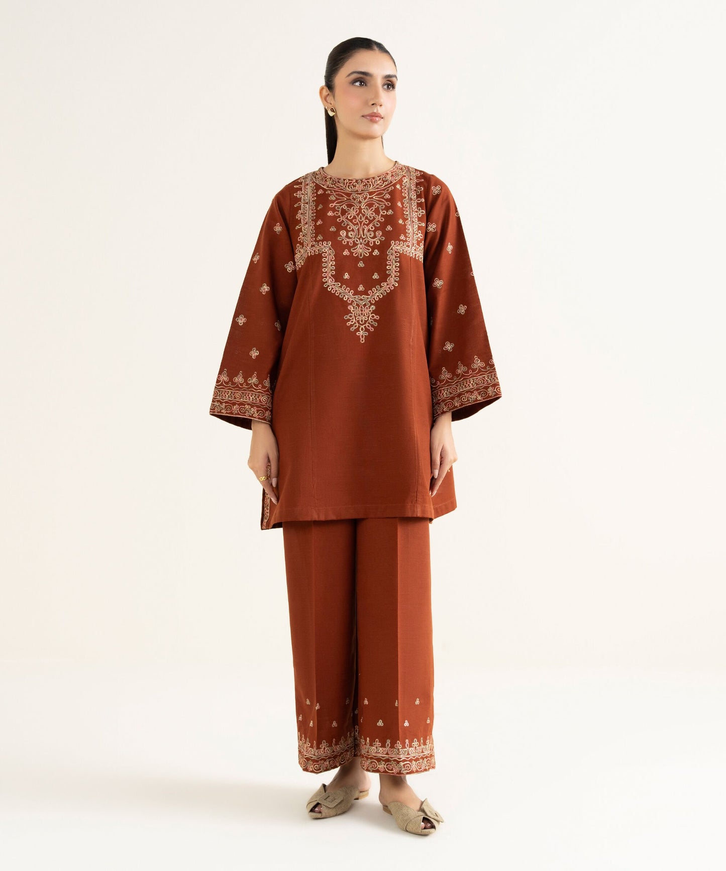 Embroidered Khaddar Shirt