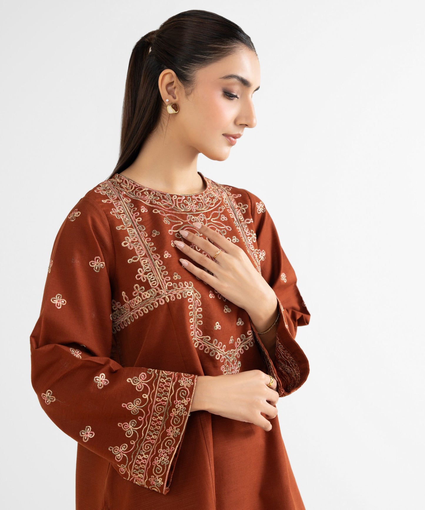 Embroidered Khaddar Shirt