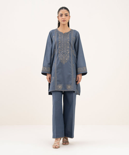 Embroidered Zari Cotton Shirt