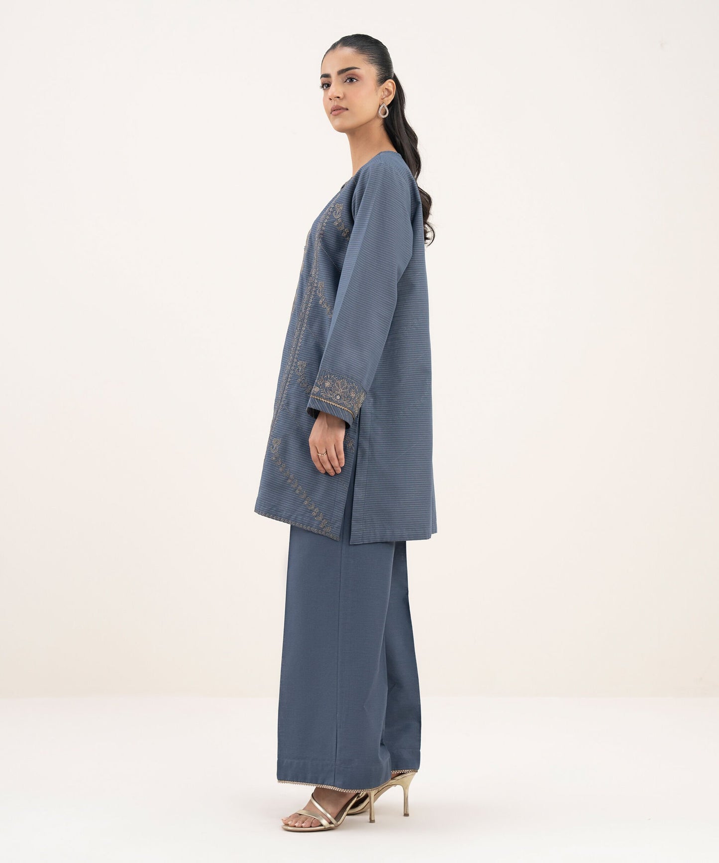 Embroidered Zari Cotton Shirt