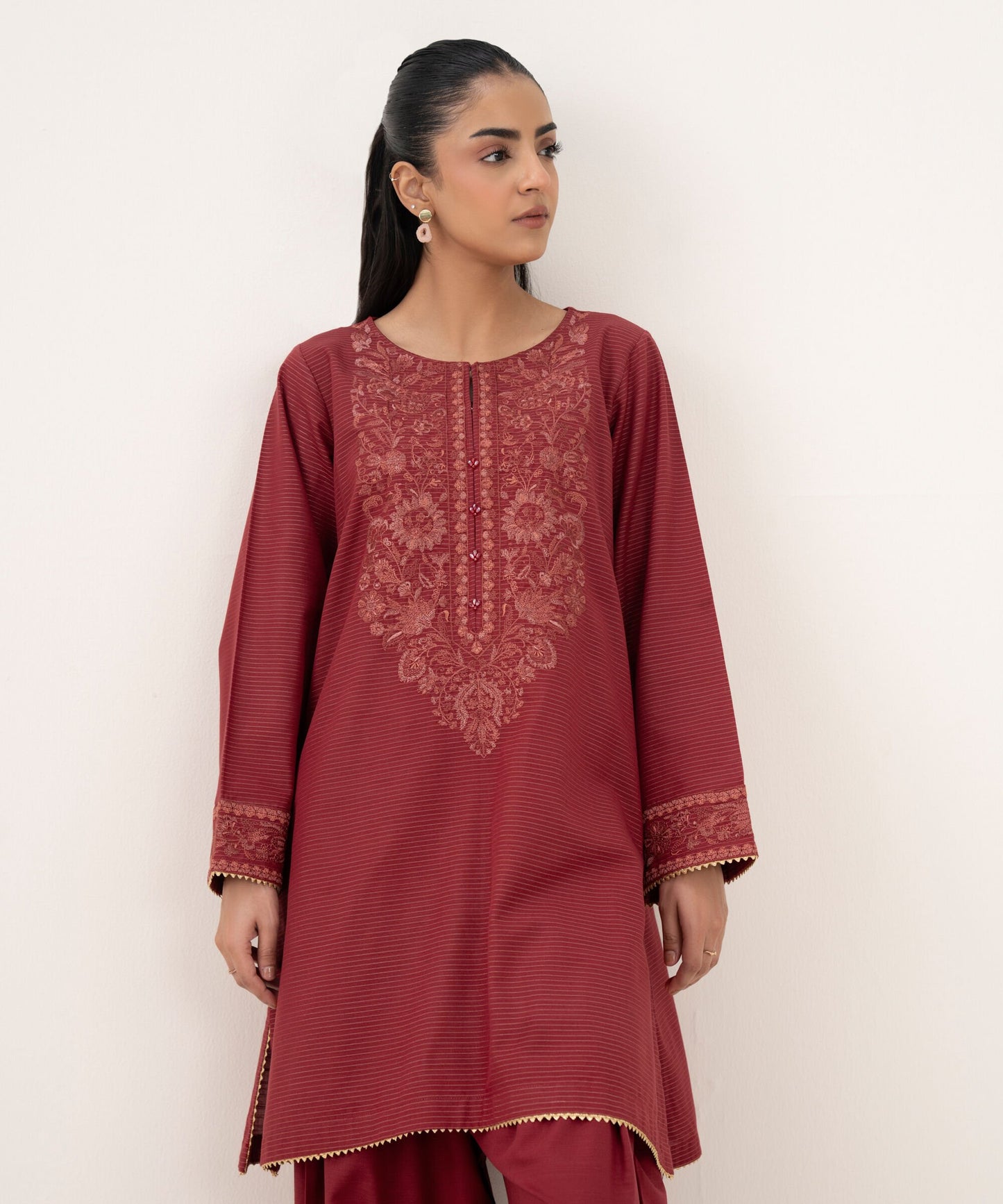 Embroidered Zari Cotton Shirt