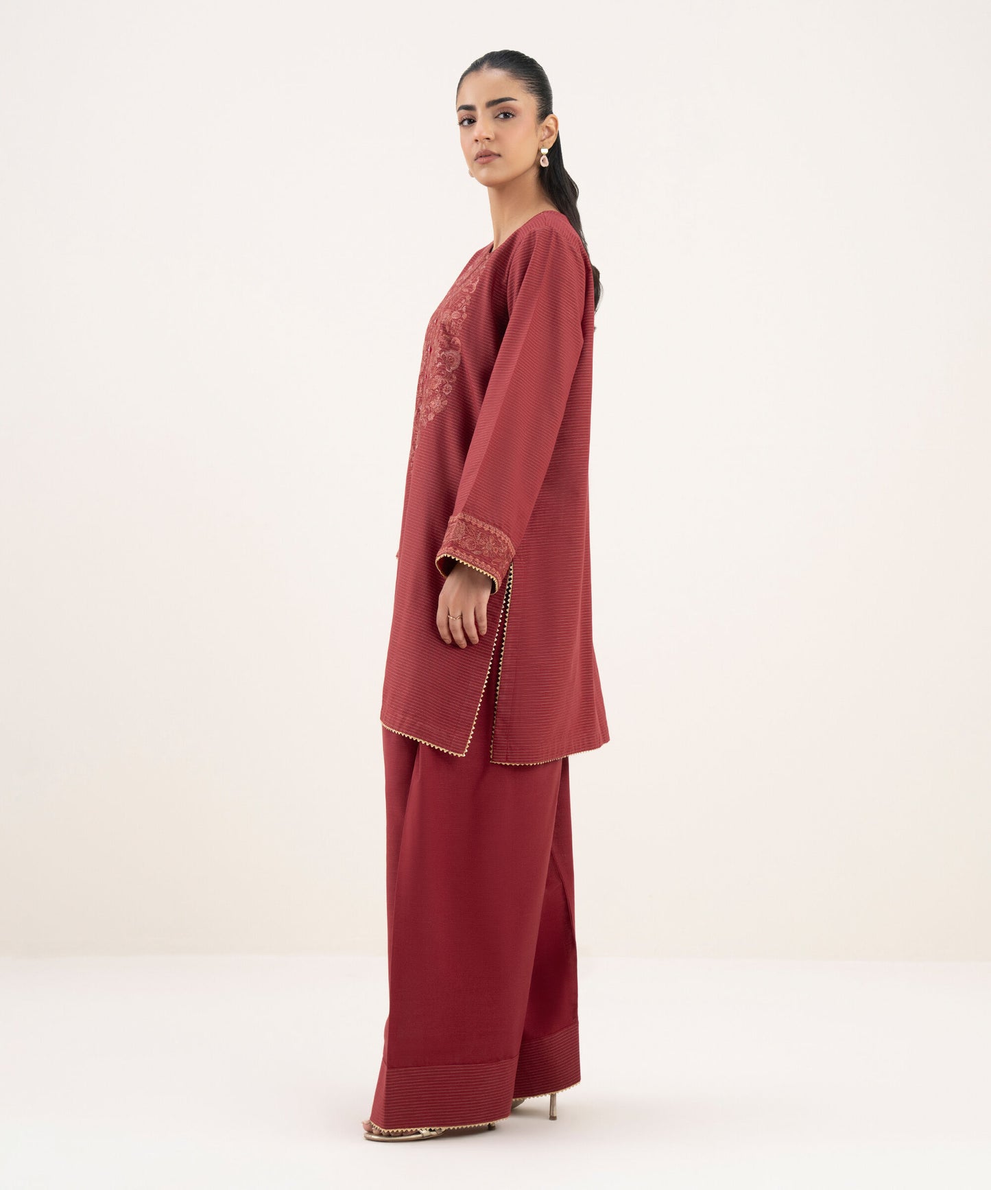 Embroidered Zari Cotton Shirt