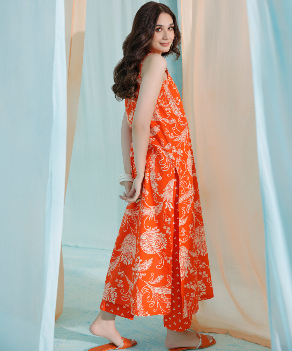 PRINTED LAWN SUIT - Saffron
