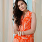 PRINTED LAWN SUIT - Saffron