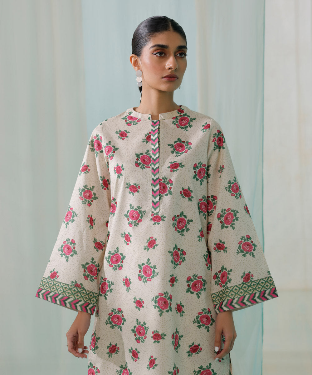 PRINTED LAWN SUIT - Ivory
