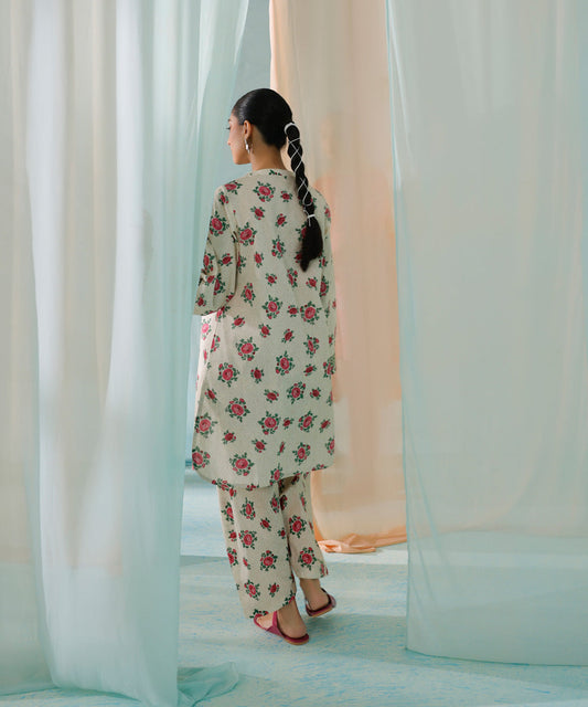 PRINTED LAWN SUIT - Ivory