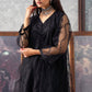 2-PC Embroidered Poly Organza Shirt with Trouser CMA-3-256 (BLACK)