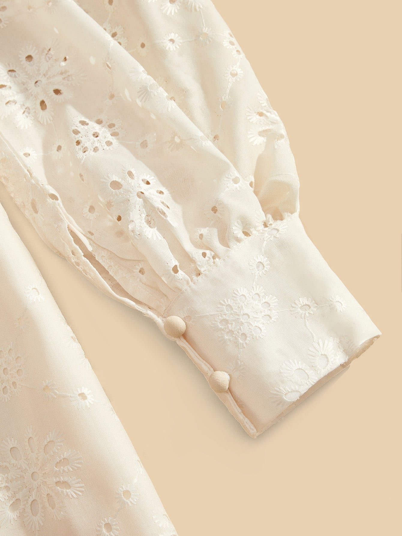 Floral Pattern Cutout Waist Embroidered Dress