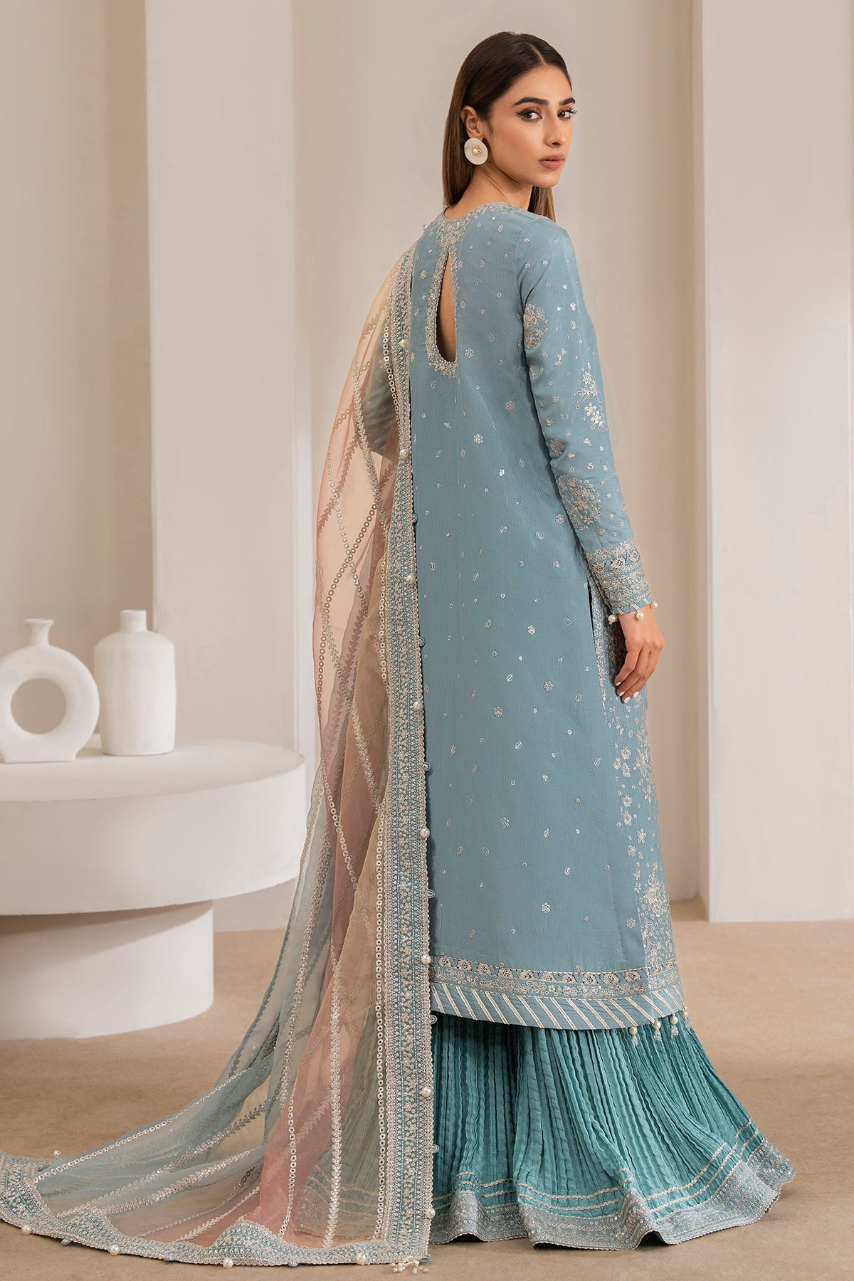 EMBROIDERED RAW SILK UR-7013