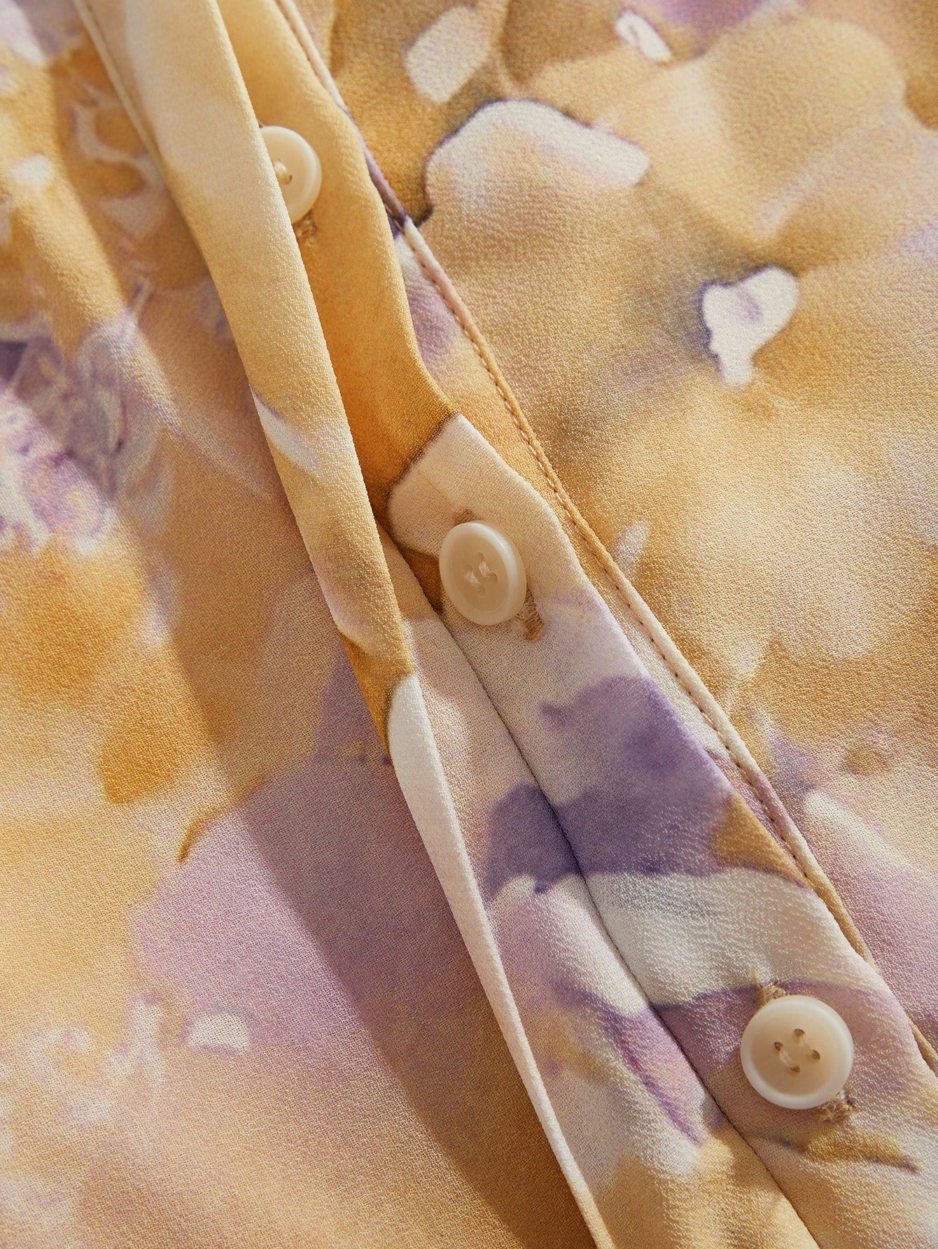 French Design Tie Dye Print Yellow Dress