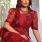 3-PC Embroidered Organza Shirt with Embroidered Net Dupatta and Trouser CMA-4-052 MEHROON