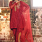 3-PC Embroidered Organza Shirt with Embroidered Net Dupatta and Trouser CMA-4-051 MEHROON
