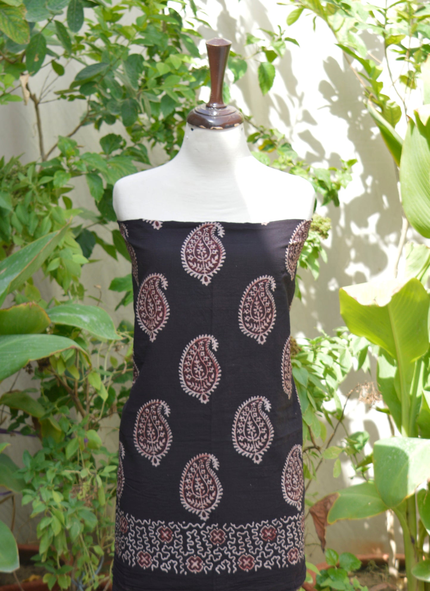 Ajrak Black Anbi Kakkar Unstitched Two-Piece – Luxury Organic Dye Hand Block Print Ajrak Design Dress Lawn