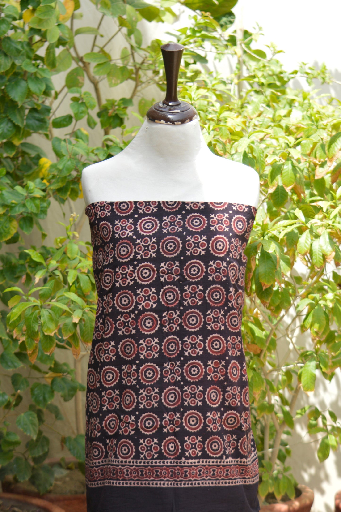 Ajrak Black Design Dress Floranza Two-Piece – Organic Dye Hand Block Printed Lawn Shirt & Dupatta