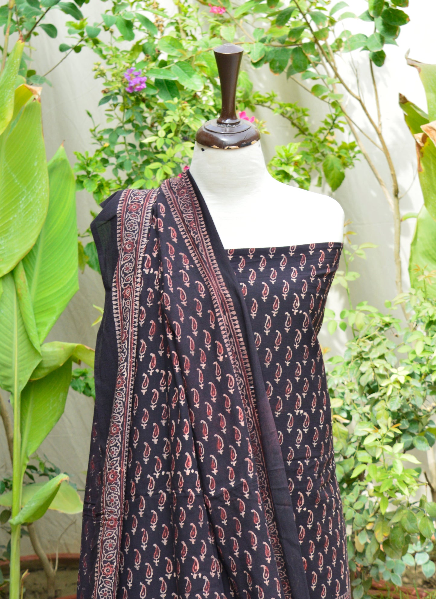 Ajrak Black Kerry – Unstitched Lawn Two-Piece (Shirt & Dupatta)