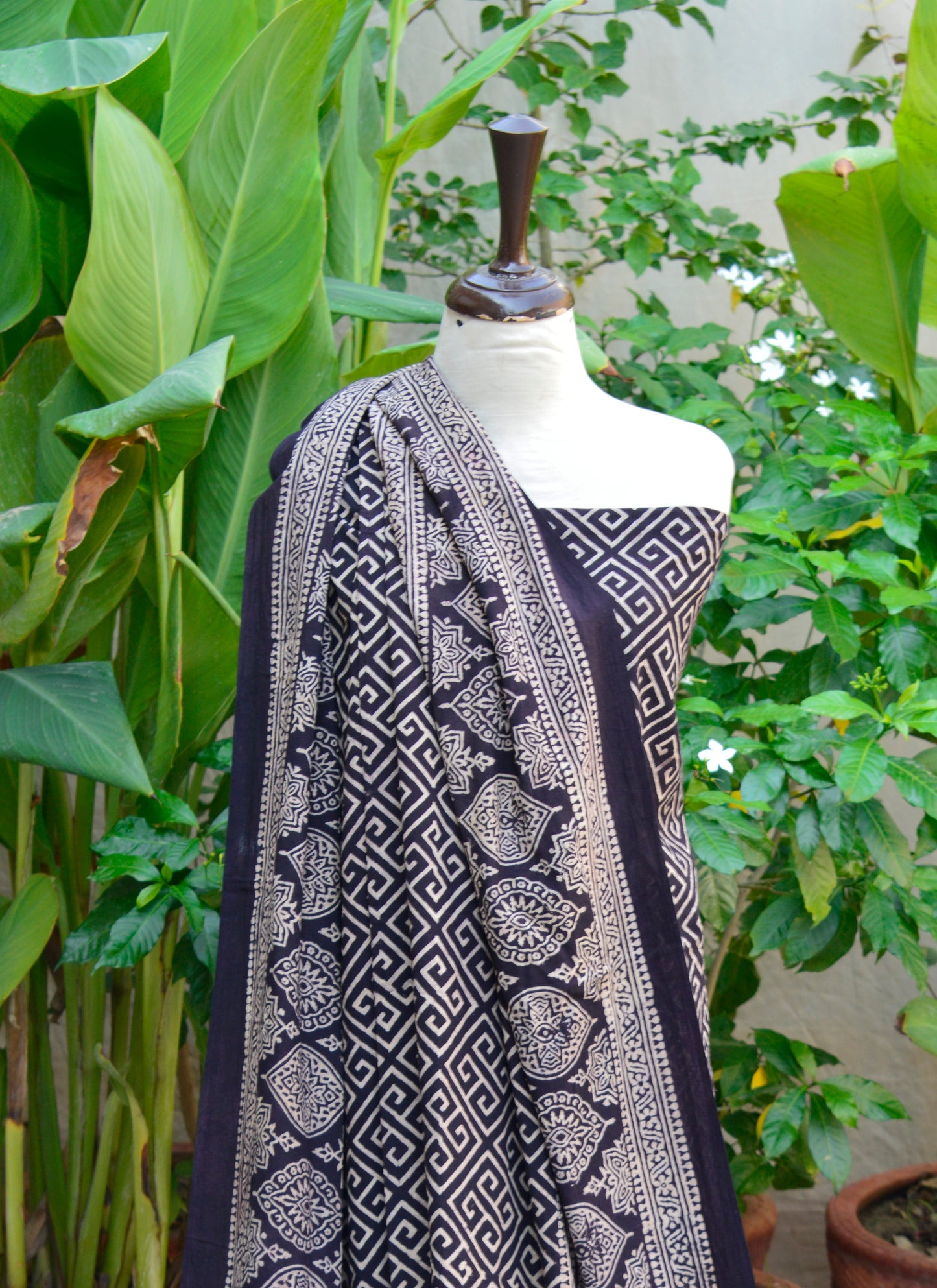 Ajrak Black Taskeen Dress – Hand Block Printed Lawn Unstitched Two-Piece Shirt & Dupatta