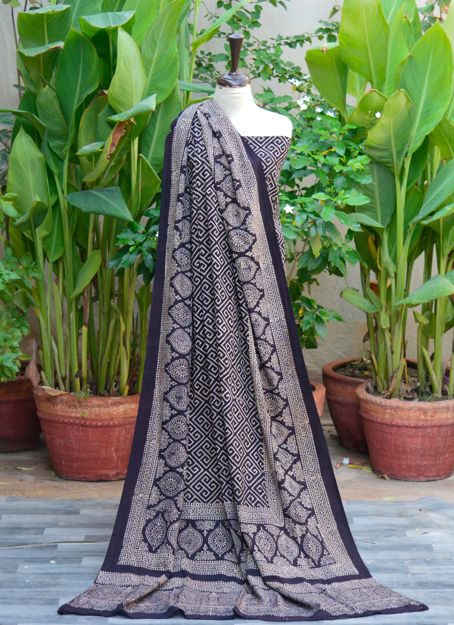 Ajrak Black Taskeen Dress – Hand Block Printed Lawn Unstitched Two-Piece Shirt & Dupatta