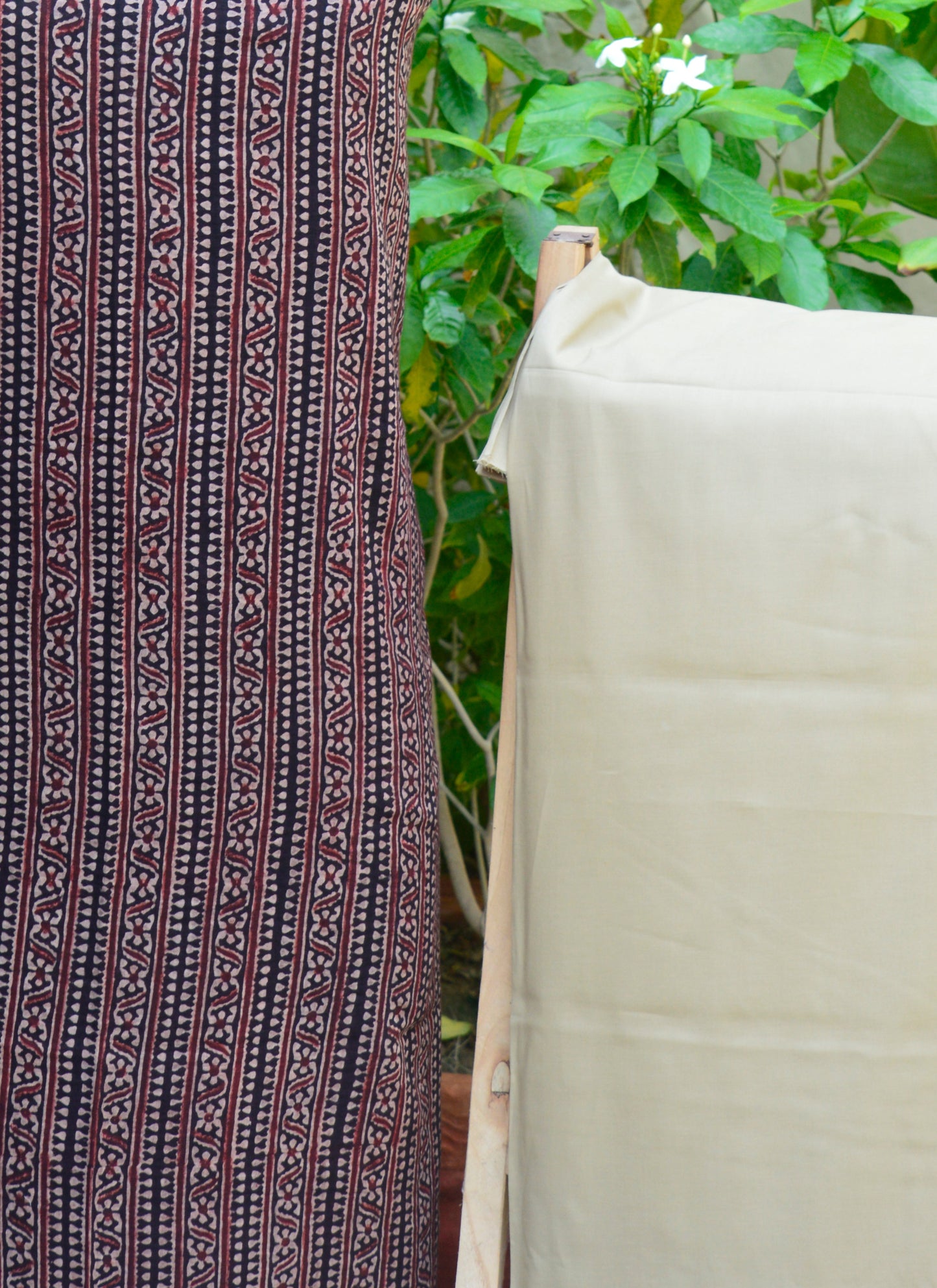 Ajrak Design Dress — Black Stripe Kurta with Calamansi Color Trouser | Hand Block Printed Unstitched Lawn Two-Piece