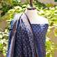 Ajrak Blue Lotus Hand Block Printed Two-Piece (Shirt & Dupatta) – Premium Lawn | Ajrak Design Dress