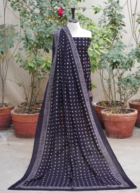 Ajrak Design Dress Cosmic Diamonds Black – Organic Dye Hand Block Printed Lawn Two-Piece (Shirt & Dupatta)