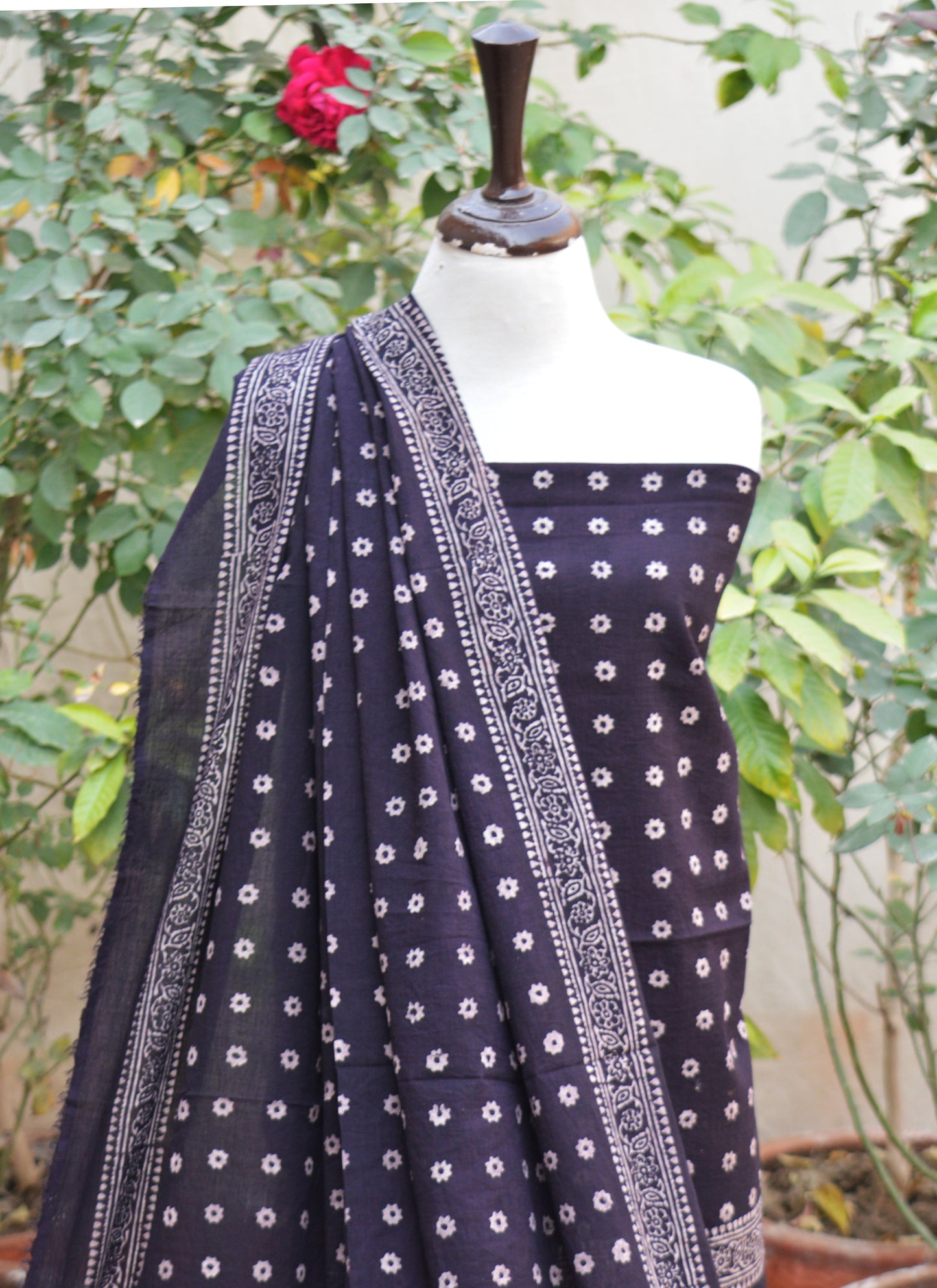 Ajrak Design Dress Cosmic Diamonds Black – Organic Dye Hand Block Printed Lawn Two-Piece (Shirt & Dupatta)
