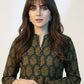 Organic Dye Hand Block Printed Ajrak Green Floral Butta with Maroon Filling – Unstitched Lawn Two-Piece (Shirt & Dupatta)