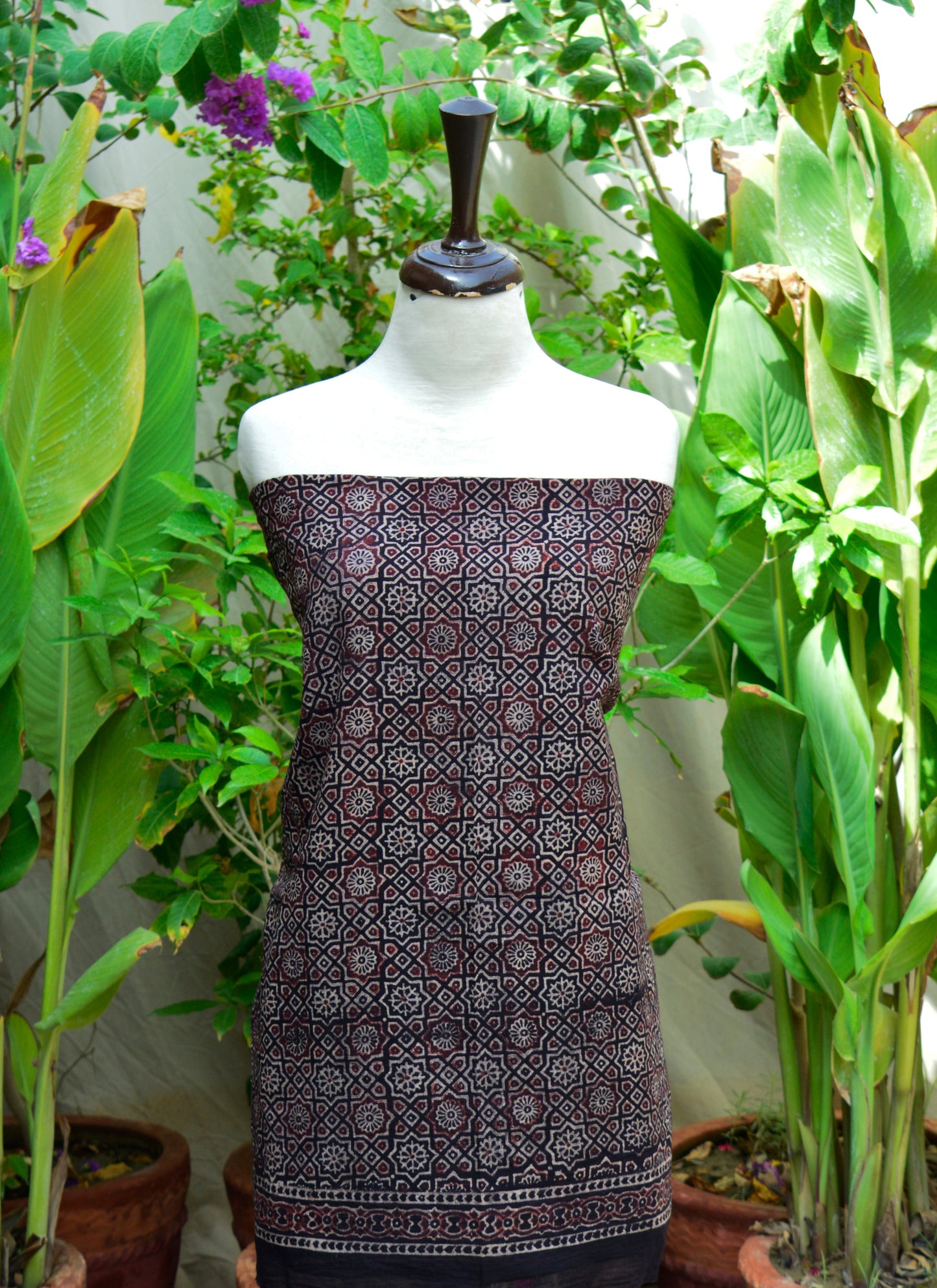 Organic Dye Hand Block Printed Ajrak Moroccan Two-Piece Set – Lawn (Shirt & Dupatta)