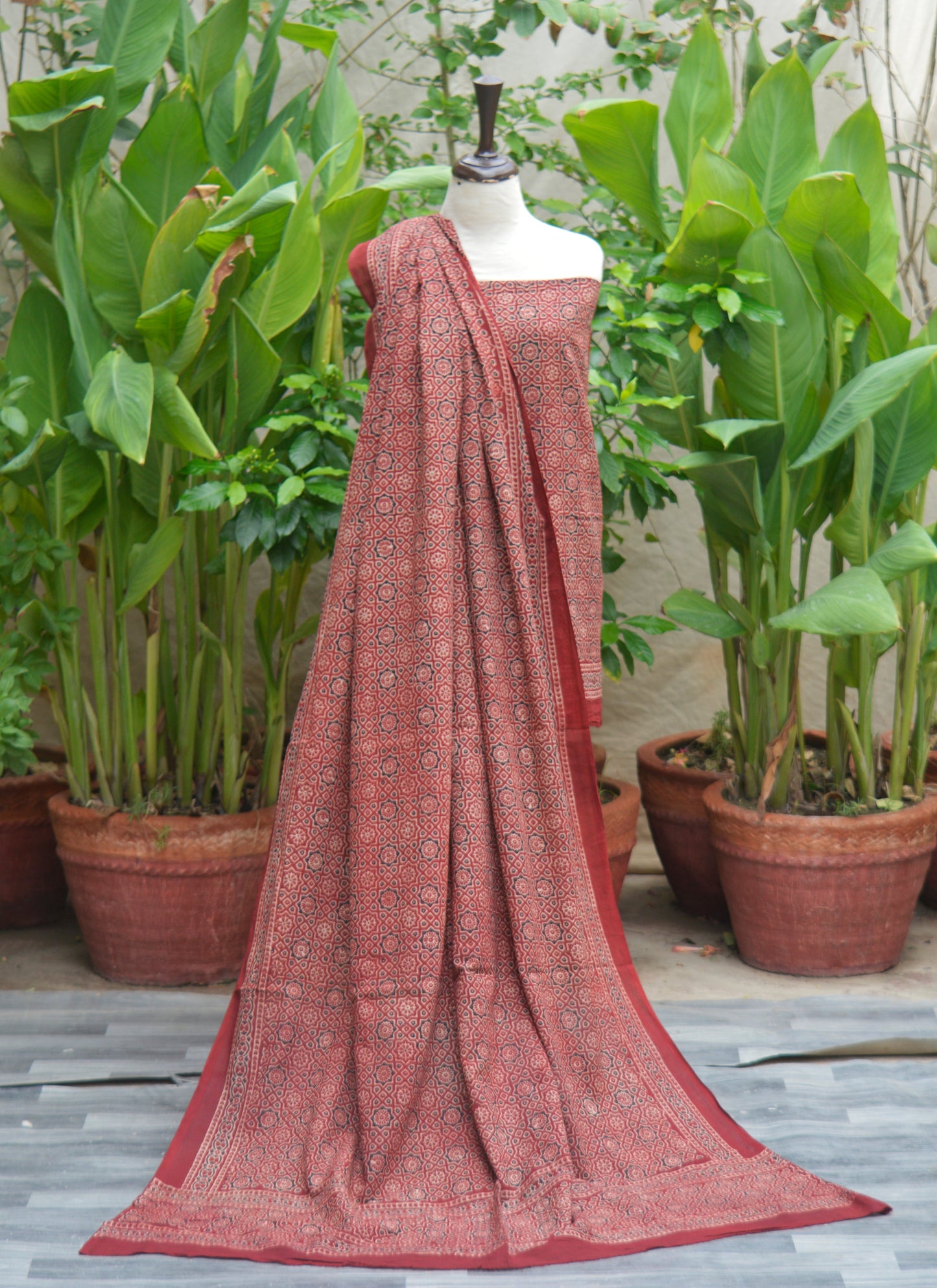 Ajrak Design Dress Moroccan – Organic Dye Hand Block Printed Two-Piece ( Lawn)