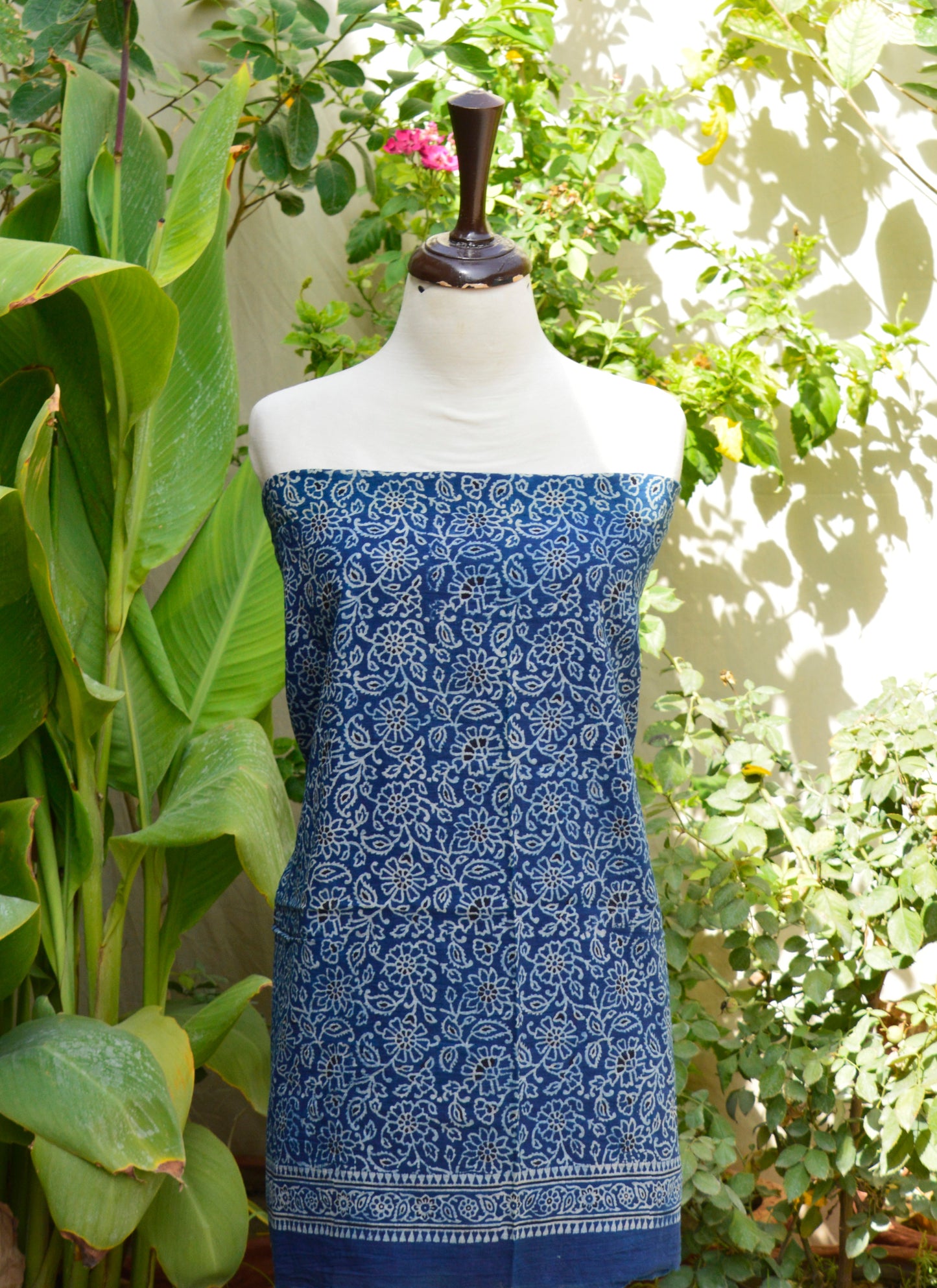 Ajrak Indigo Floral Bel – Unstitched Two-Piece Dress (Lawn Fabric)