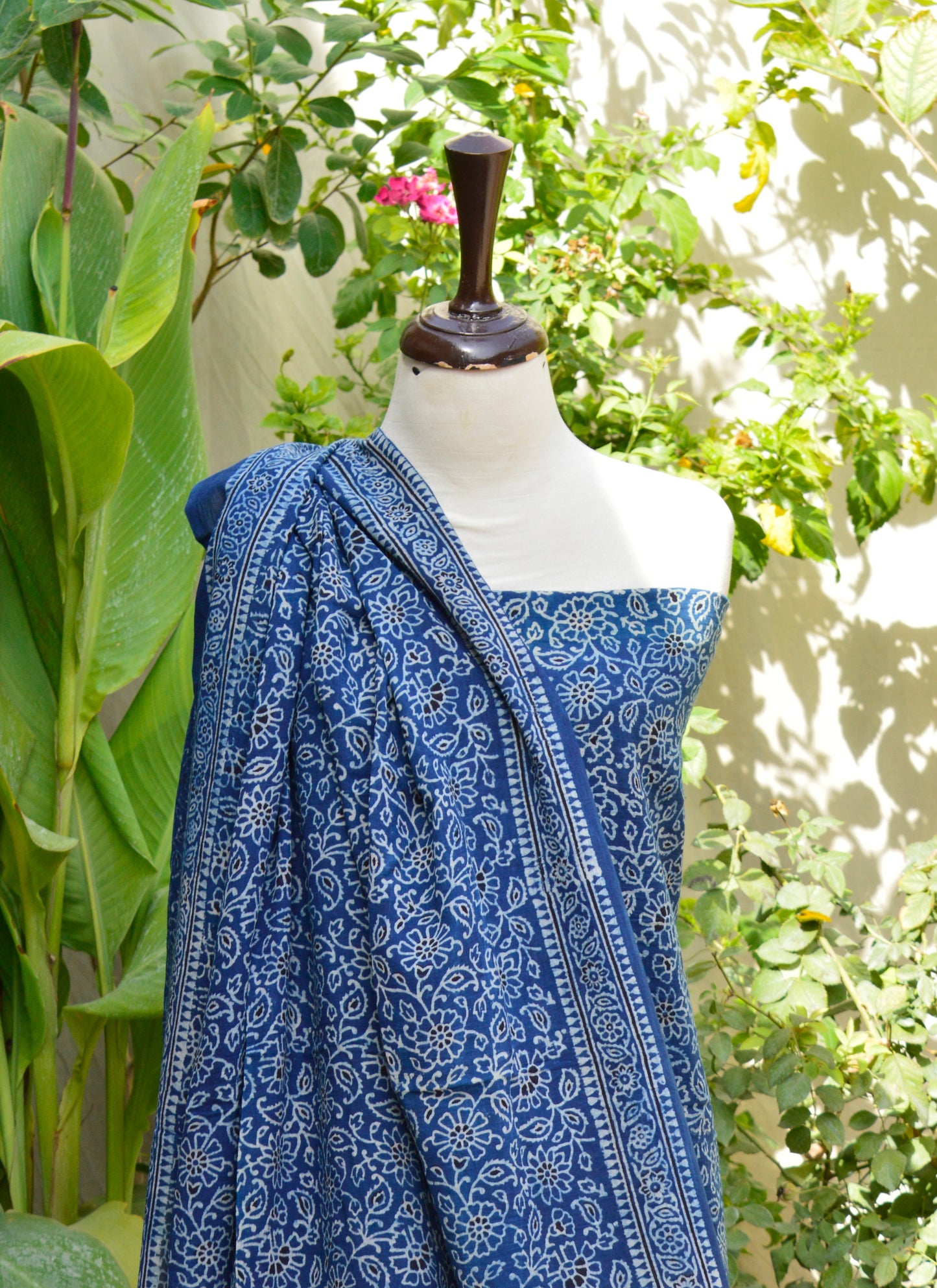 Ajrak Indigo Floral Bel – Unstitched Two-Piece Dress (Lawn Fabric)