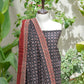 Organic Dye Hand Block Printed Ajrak Floral Jaal Black Two-Piece – Lawn (Shirt & Dupatta)