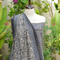 Organic Dye Ajrak Grey Floral Paisley Two-Piece – Hand Block Printed Unstitched Lawn Set | Ajrak Design Dress