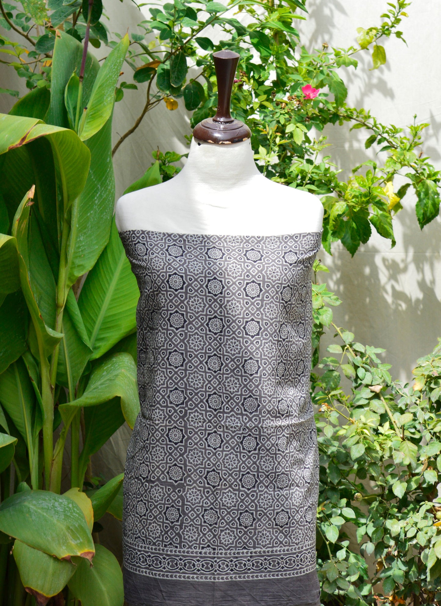 Ajrak Design Dress Grey Moroccan – Organic Dye Hand Block Printed Two‑Piece (Lawn)