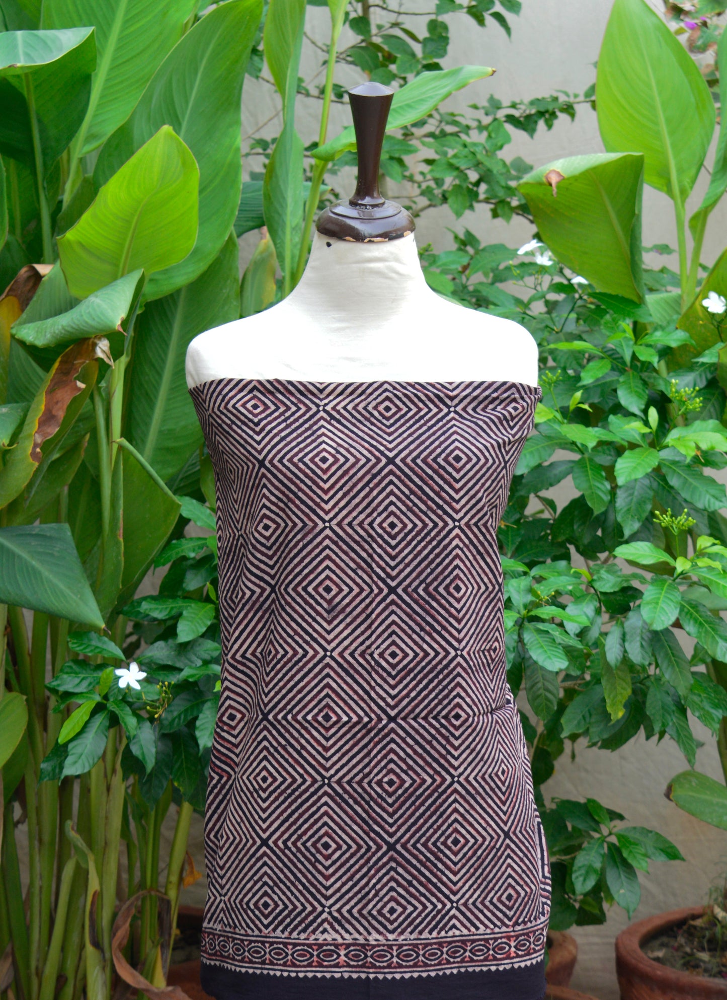 Organic Dye Ajrak Ikat – Hand Block Printed Unstitched Two-Piece (Shirt & Dupatta) Premium Lawn | Ajrak Design Dress