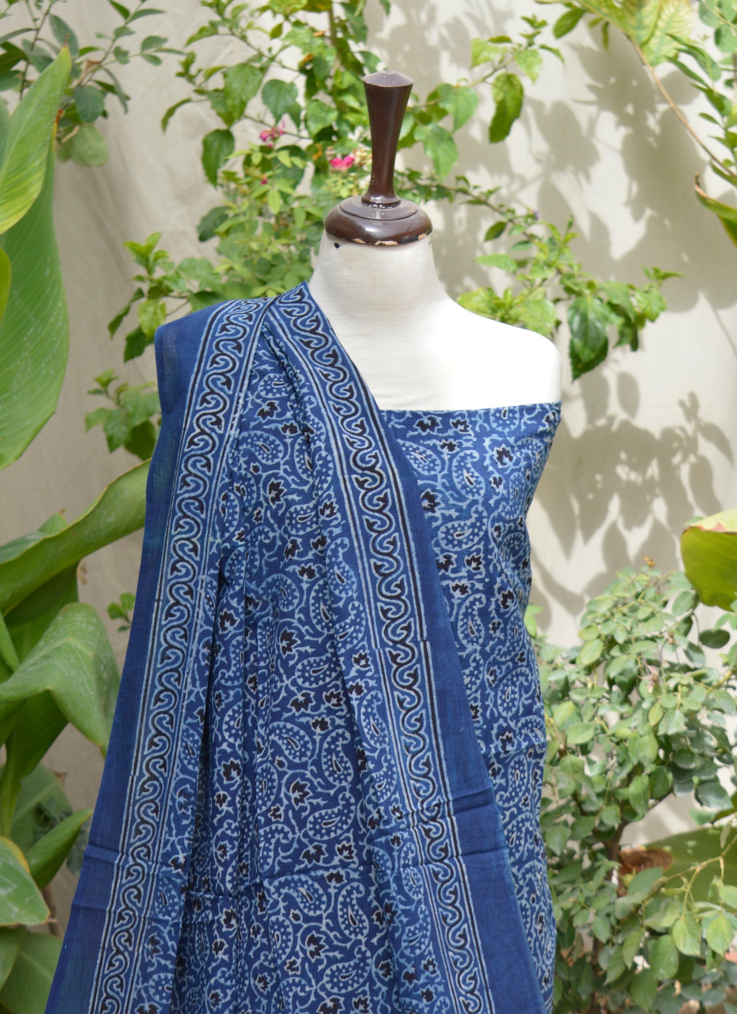 Ajrak Indigo Chinar Leaf – Organic Dye Hand Block Printed Two‑Piece (Lawn)