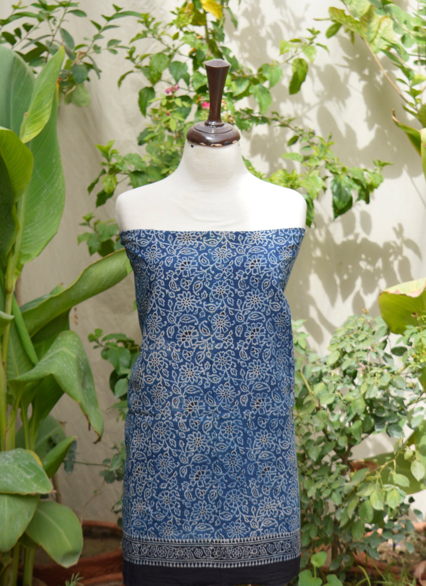 Ajrak Indigo Floral Unstitched Two-Piece – Organic Dye Hand Block Printed Lawn